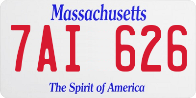 MA license plate 7AI626