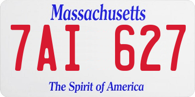 MA license plate 7AI627