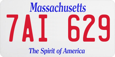 MA license plate 7AI629