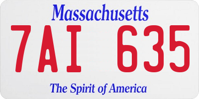 MA license plate 7AI635