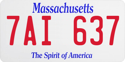 MA license plate 7AI637