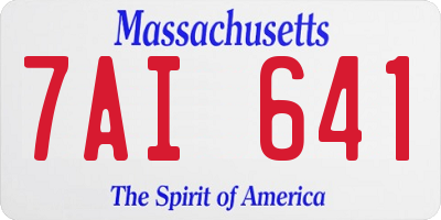 MA license plate 7AI641
