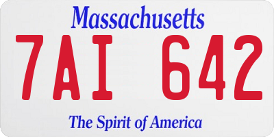 MA license plate 7AI642