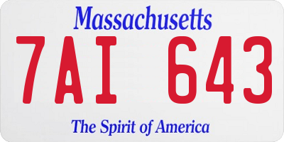 MA license plate 7AI643