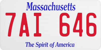 MA license plate 7AI646