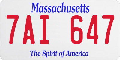MA license plate 7AI647
