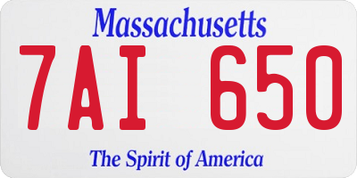 MA license plate 7AI650