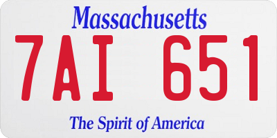 MA license plate 7AI651