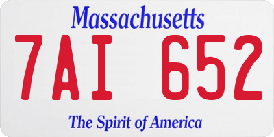 MA license plate 7AI652