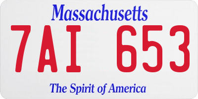 MA license plate 7AI653