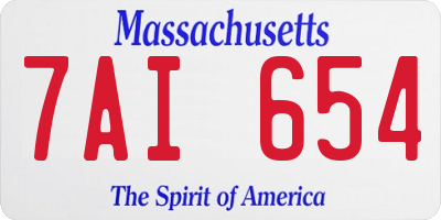 MA license plate 7AI654