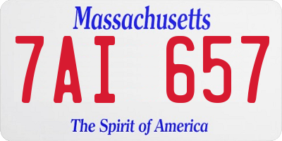 MA license plate 7AI657