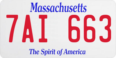 MA license plate 7AI663