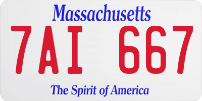 MA license plate 7AI667