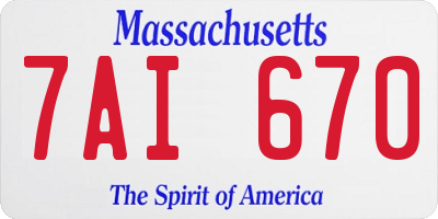 MA license plate 7AI670