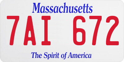 MA license plate 7AI672