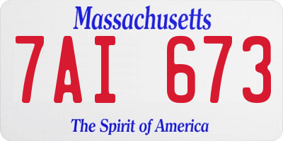 MA license plate 7AI673