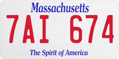 MA license plate 7AI674