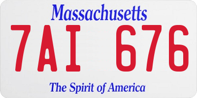 MA license plate 7AI676