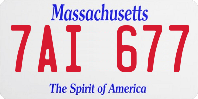 MA license plate 7AI677