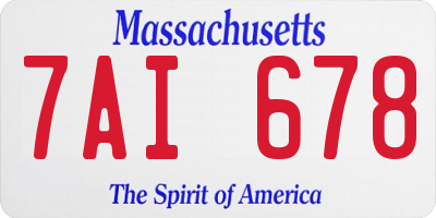 MA license plate 7AI678