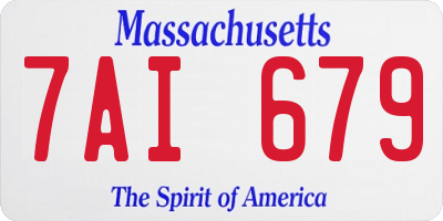 MA license plate 7AI679