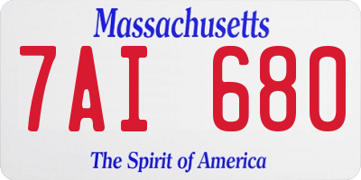 MA license plate 7AI680