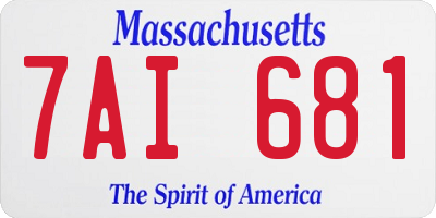 MA license plate 7AI681
