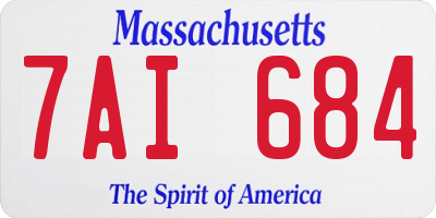 MA license plate 7AI684