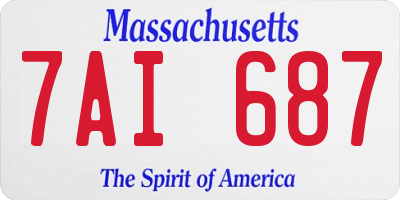 MA license plate 7AI687