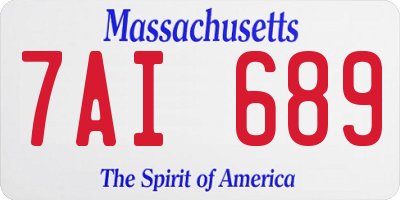MA license plate 7AI689
