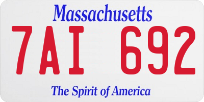 MA license plate 7AI692