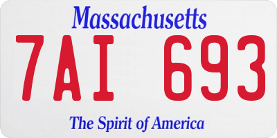 MA license plate 7AI693