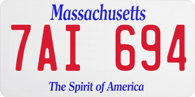 MA license plate 7AI694