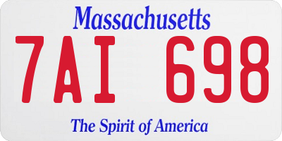 MA license plate 7AI698