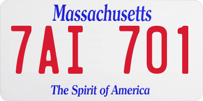 MA license plate 7AI701
