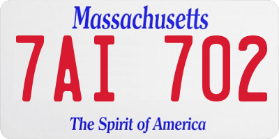 MA license plate 7AI702