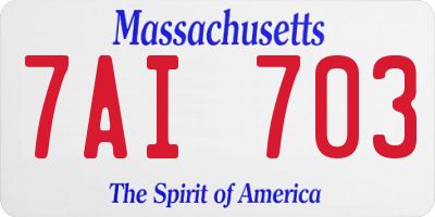 MA license plate 7AI703