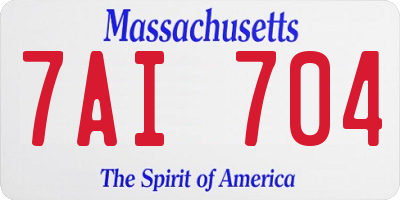 MA license plate 7AI704
