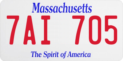MA license plate 7AI705