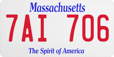 MA license plate 7AI706