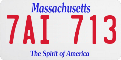MA license plate 7AI713