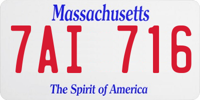 MA license plate 7AI716