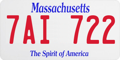 MA license plate 7AI722