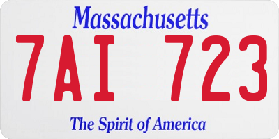 MA license plate 7AI723
