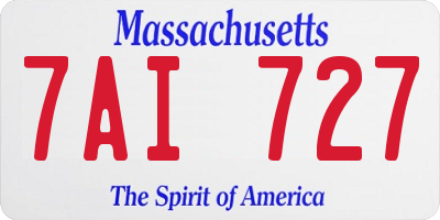 MA license plate 7AI727