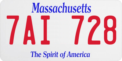 MA license plate 7AI728