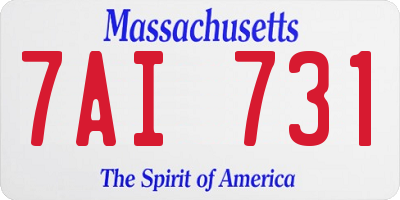MA license plate 7AI731