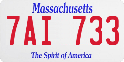 MA license plate 7AI733