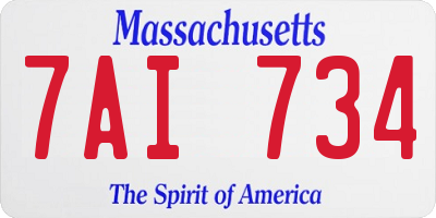 MA license plate 7AI734